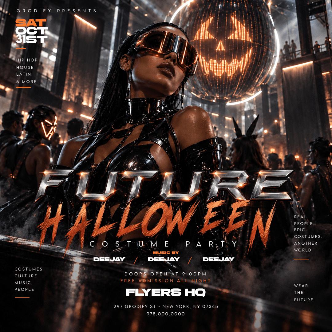 Future Halloween Square Post Flyer Template preview