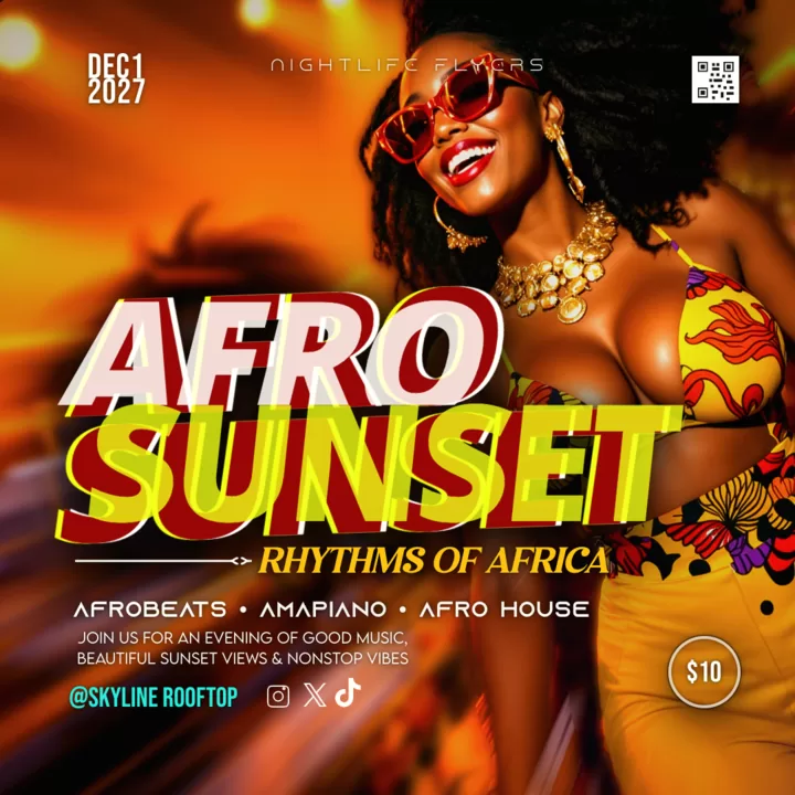 Afrobeats Flyer Template rendered flyer preview