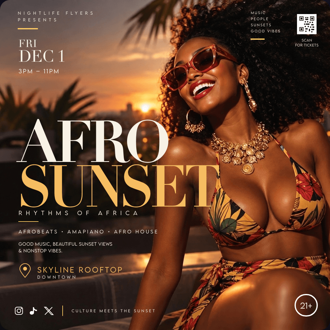 Afro Sunset Flyer Template preview