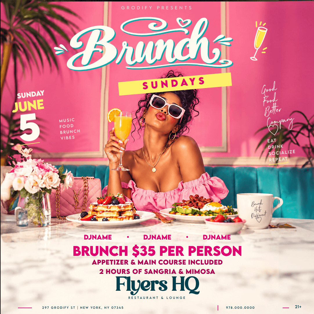 Brunch Sundays Square Post Flyer Template preview