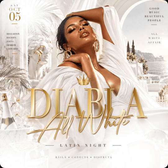 Diabla All White Square Post Flyer Template preview