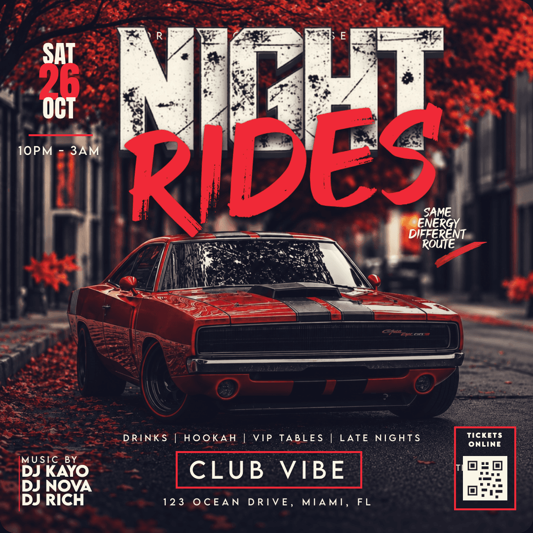 Dodge Night Rides Square Post Flyer Template preview