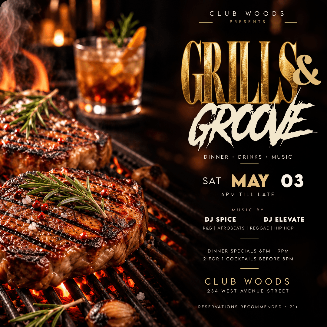Grills & Groove Square Post Flyer Template preview
