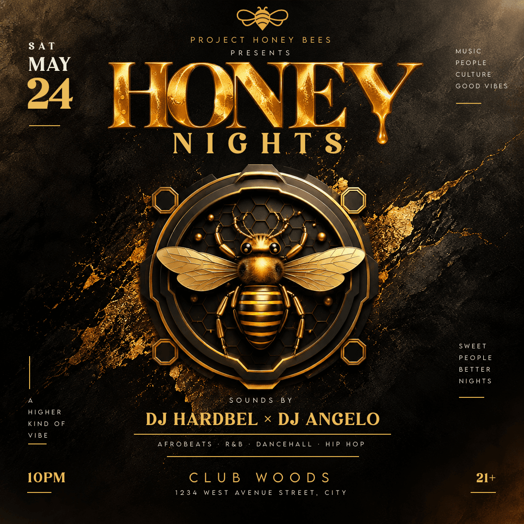 Honey Nights Square Post Flyer Template preview