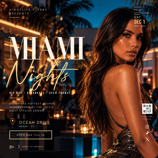 Miami Nights Flyer Template preview