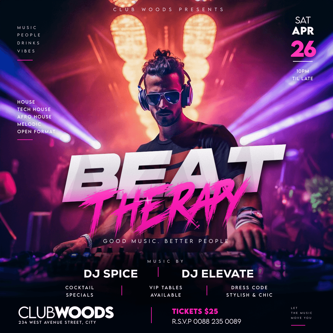 Beat Therapy Flyer Template rendered flyer preview