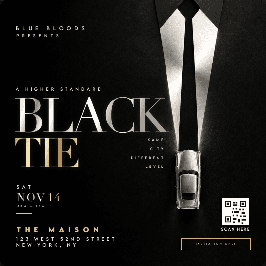 Black Tie Flyer Template rendered preview
