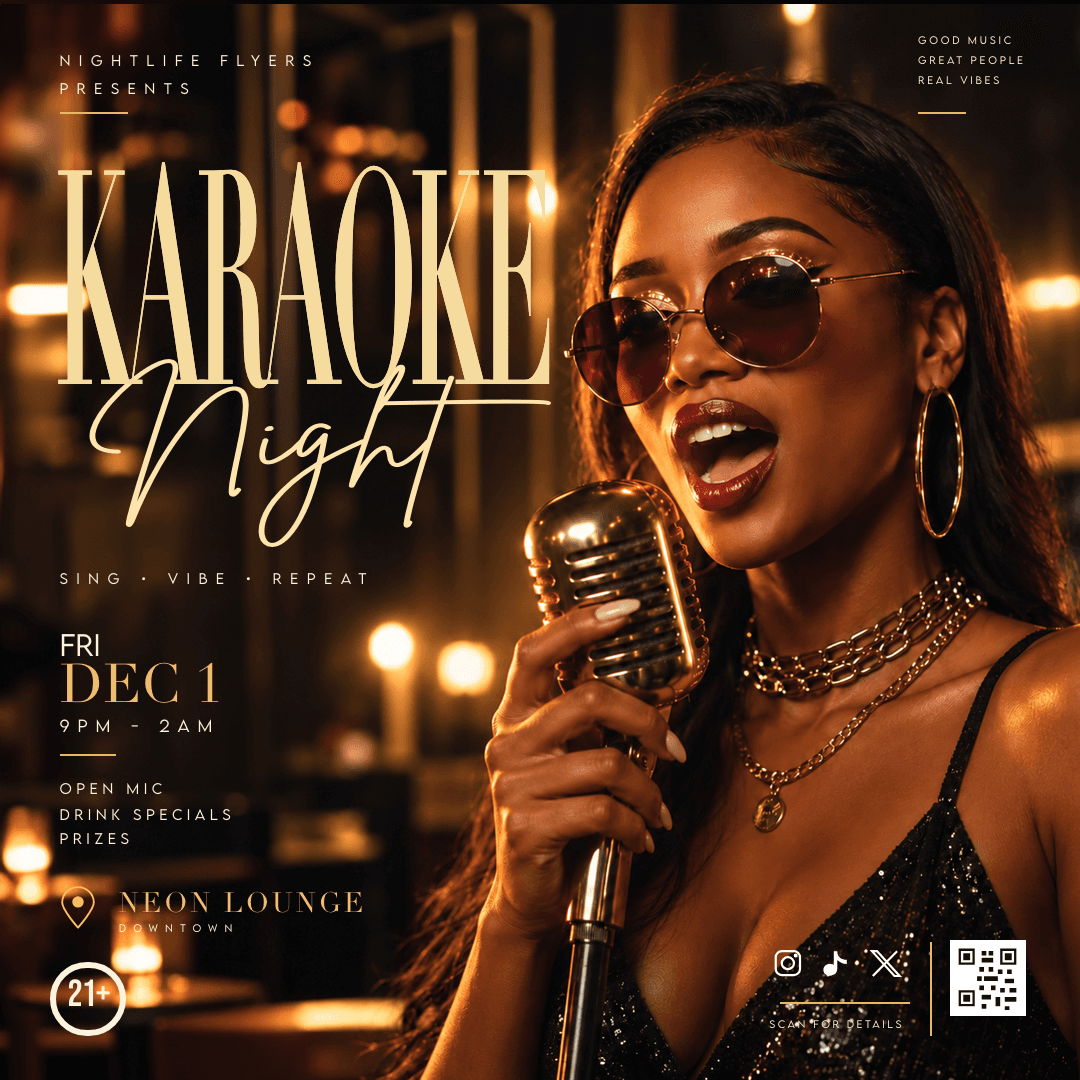 Karaoke Night Flyer Template rendered preview