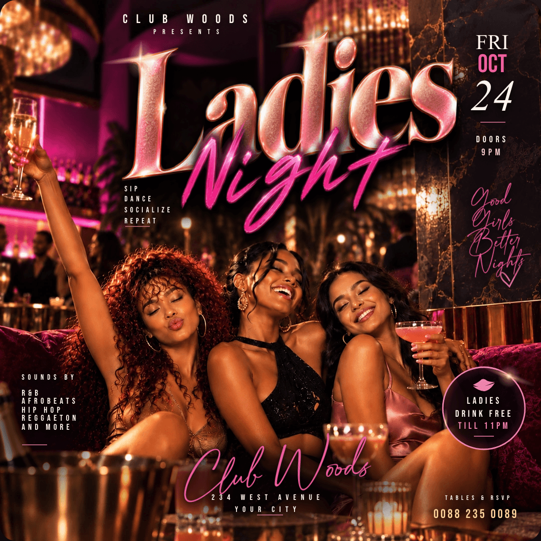 Ladies Night Flyer Template rendered flyer preview