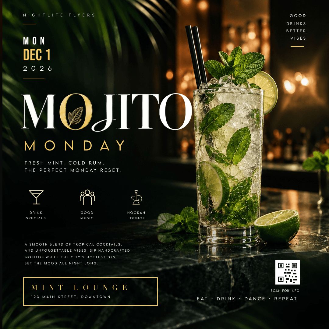 Mojito Monday Flyer Template rendered preview