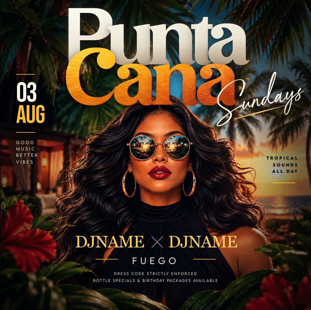 Punta Cana Sundays Square Post Flyer Template preview