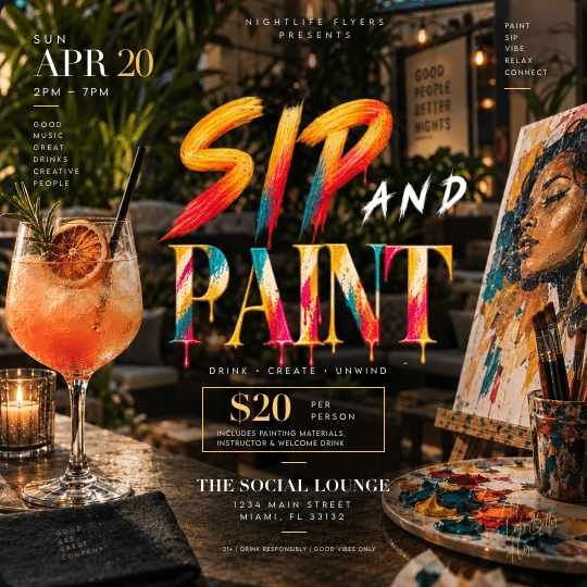 Sip and Paint Flyer Template preview