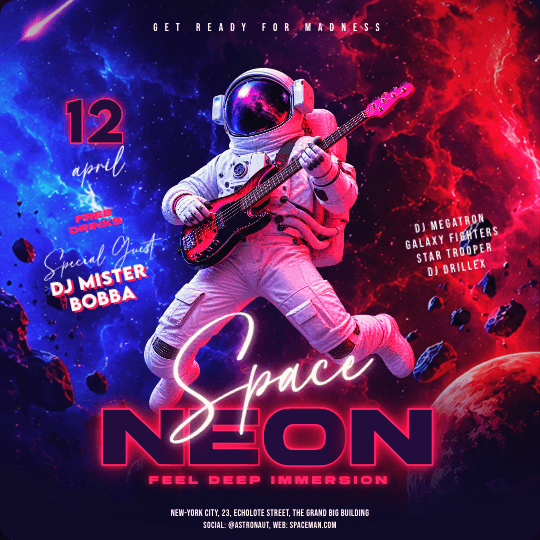 Space Neon Flyer Template preview